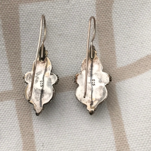 Vintage Sterling Onyx Earrings - Picture 2 of 5